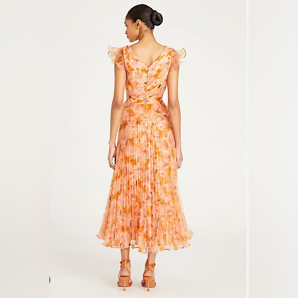 THEIA Holly Pleated Tea Length Gown - Picture 3 of 14